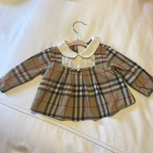 Burberry Girls Check Dress White Bib